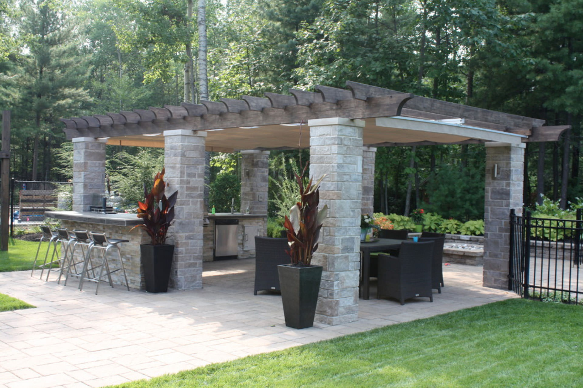 Detailed craftsmanship in pergola construction